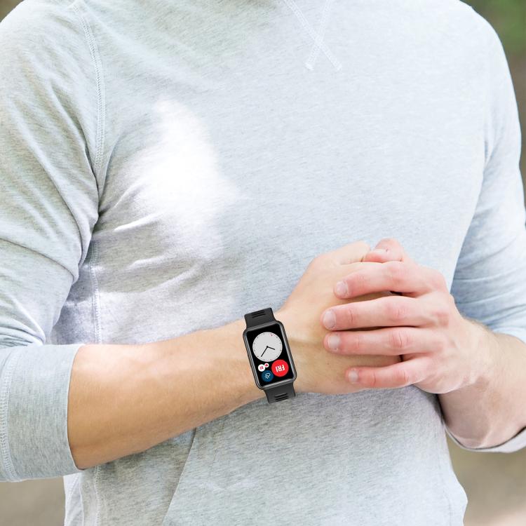 Bracelet de montre en silicone à boucle argentée bicolore xDfind, For Huawei Watch Fit New