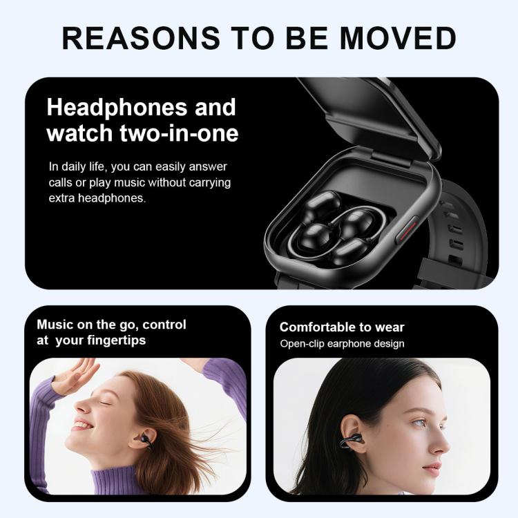 Montre connectée Bluetooth D12 avec écran TFT 2,01 pouces et écouteurs intégrés, compatible avec les appels sans fil