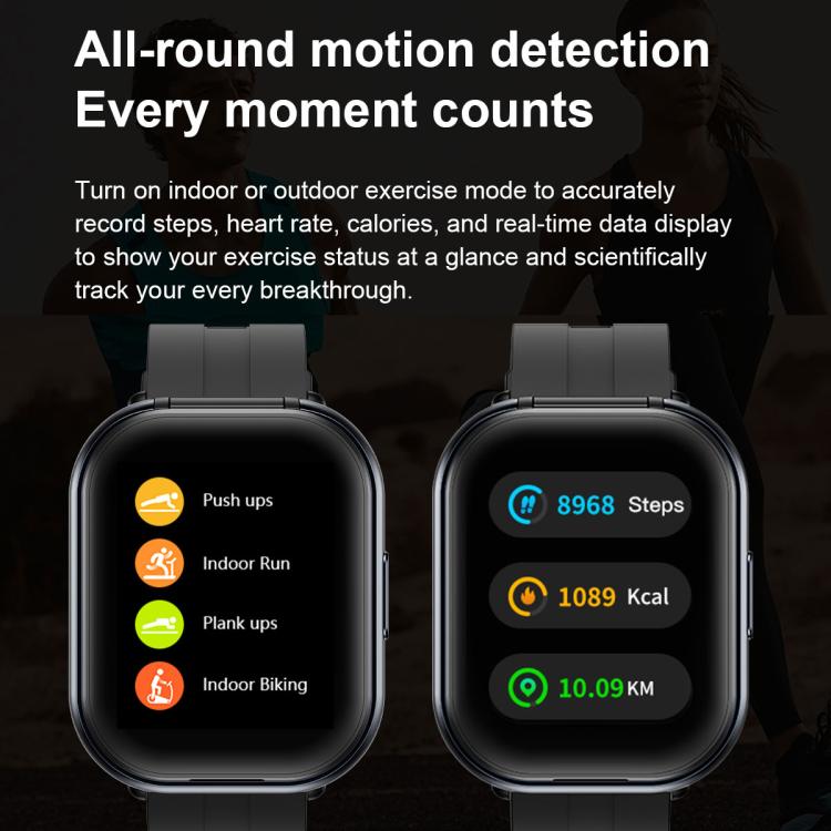 Montre connectée Bluetooth D12 avec écran TFT 2,01 pouces et écouteurs intégrés, compatible avec les appels sans fil