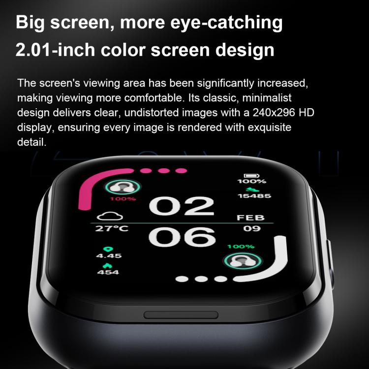 Montre connectée Bluetooth D12 avec écran TFT 2,01 pouces et écouteurs intégrés, compatible avec les appels sans fil