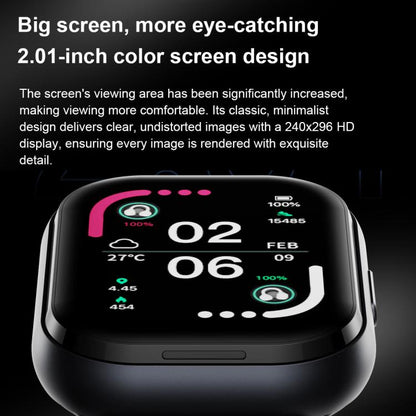 Montre connectée Bluetooth D12 avec écran TFT 2,01 pouces et écouteurs intégrés, compatible avec les appels sans fil