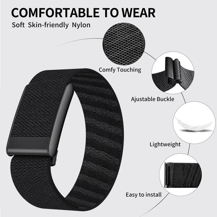 Bracelet de montre xDfind Sport à boucle noire élastique en nylon à motif sergé, For WHOOP 5.0 Standard Version