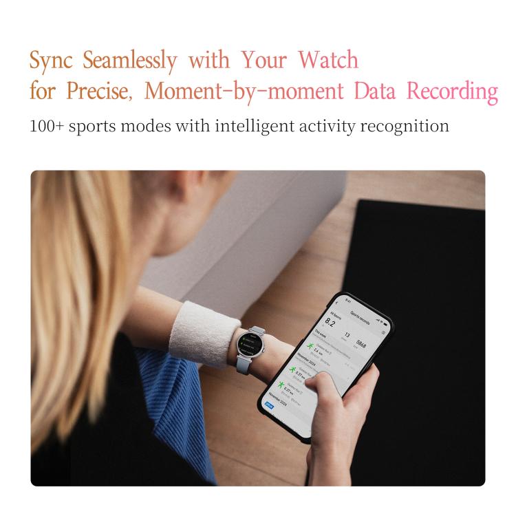 Montre connectée GTR4 pour femme avec écran TFT de 1,27 pouce, étanchéité IP68 et surveillance de la fréquence cardiaque