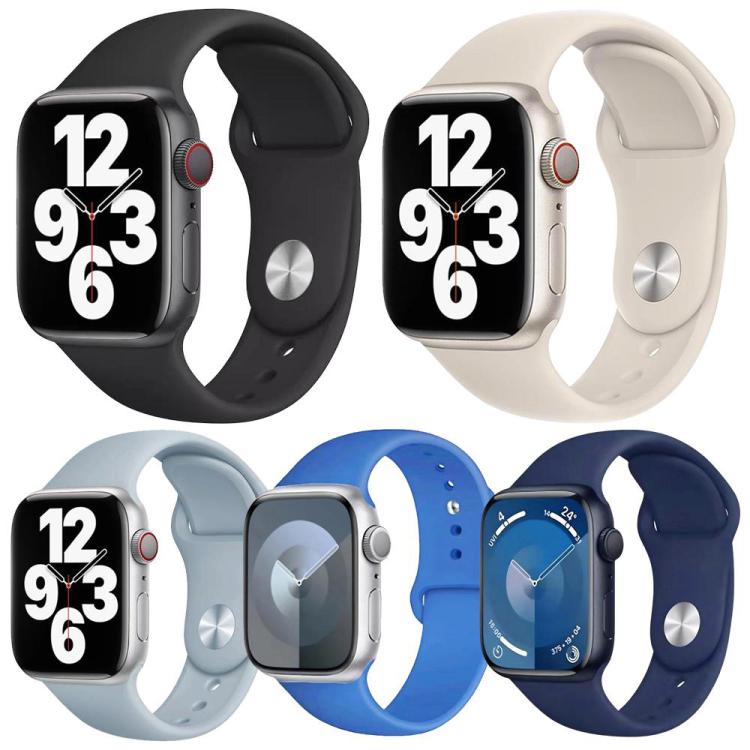 5 Pack xDfind Solid Color Silicone Sports Watch Band, For Apple Watch 42 / 44 / 45 / 46 / 49mm, For Apple Watch 38 / 40 / 41 / S11 42mm