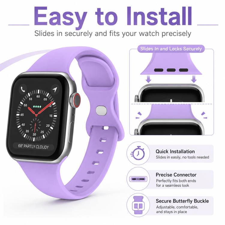 Lot de 5 bracelets de montre en silicone xDfind à boucle papillon, For Apple Watch 42 / 44 / 45 / 46 / 49mm, For Apple Watch 38 / 40 / 41 / S11 42mm