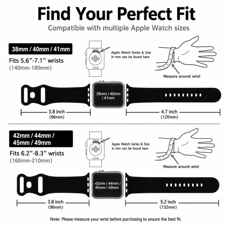 Lot de 5 bracelets de montre en silicone xDfind à boucle papillon, For Apple Watch 42 / 44 / 45 / 46 / 49mm, For Apple Watch 38 / 40 / 41 / S11 42mm