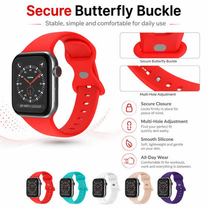 Lot de 5 bracelets de montre en silicone xDfind à boucle papillon, For Apple Watch 42 / 44 / 45 / 46 / 49mm, For Apple Watch 38 / 40 / 41 / S11 42mm