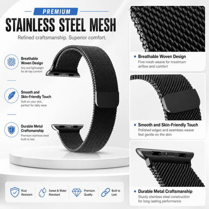 Lot de 5 bracelets de montre magnétiques en métal xDfind à boucle milanaise, For Apple Watch 42 / 44 / 45 / 46 / 49mm, For Apple Watch 38 / 40 / 41 / S11 42mm