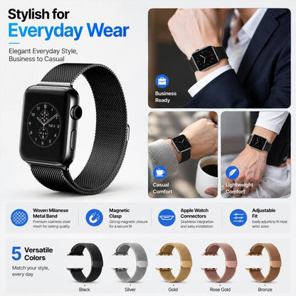 Lot de 5 bracelets de montre magnétiques en métal xDfind à boucle milanaise, For Apple Watch 42 / 44 / 45 / 46 / 49mm, For Apple Watch 38 / 40 / 41 / S11 42mm