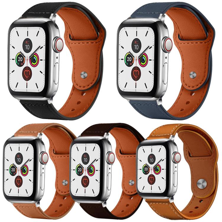 Lot de 5 bracelets de montre en cuir véritable à boucle rivetée xDfind, For Apple Watch 42 / 44 / 45 / 46 / 49mm, For Apple Watch 38 / 40 / 41 / S11 42mm
