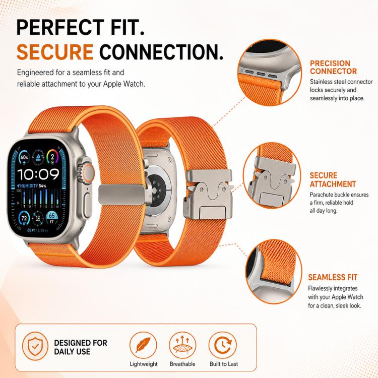 Lot de 5 bracelets de montre en nylon extensible avec boucle parachute xDfind, For Apple Watch 42 / 44 / 45 / 46 / 49mm, For Apple Watch 38 / 40 / 41 / S11 42mm