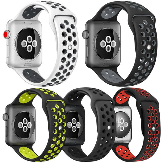 5 Pack xDfind Two Color Silicone Sports Watch Band, For Apple Watch 42 / 44 / 45 / 46 / 49mm, For Apple Watch 38 / 40 / 41 / S11 42mm