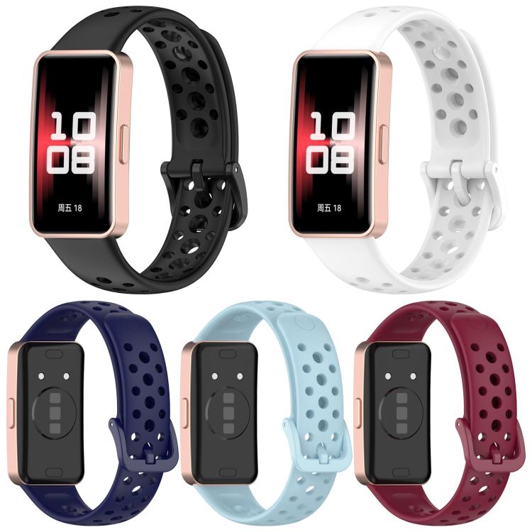 Lot de 5 bracelets de montre en silicone respirant xDfind à trous, For Huawei Band 10 / 9 / 8