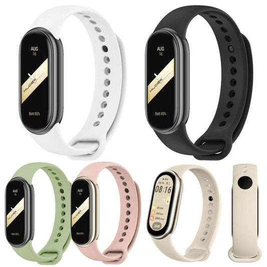 5 Pack xDfind Metal Buckle Solid Color Silicone Watch Band, For Xiaomi Smart Band 10 / 9 / 8