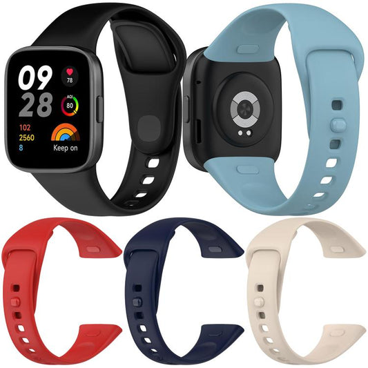 Lot de 5 bracelets de montre en silicone de couleur unie xDfind, avec bouton, For Redmi Watch 3