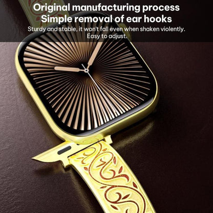 Bracelet de montre hybride en acier inoxydable et cuir véritable xDfind à motif floral rétro, For Apple Watch 38 / 40 / 41 / S11 42mm