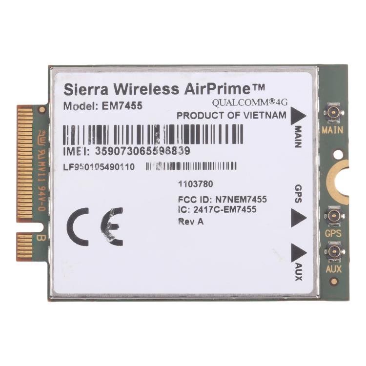 Module 4G Huasj EM7455 1103582 FDD/TDD LTE Cat6 NGFF M.2 300 Mbps pour ordinateur portable / routeur 4G, EM7455