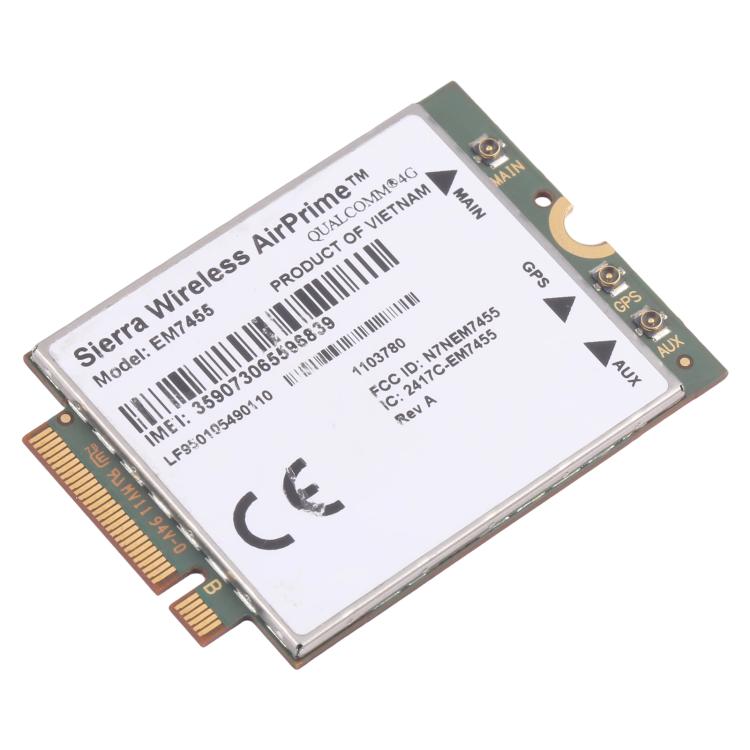 Module 4G Huasj EM7455 1103582 FDD/TDD LTE Cat6 NGFF M.2 300 Mbps pour ordinateur portable / routeur 4G, EM7455