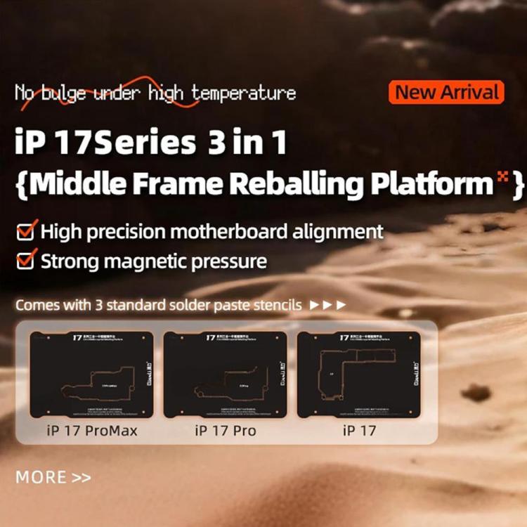 Plateforme de reballing magnétique Qianli 3 en 1 pour châssis intermédiaire iPhone 17 / 17 Pro / 17 Pro Max, Qianli 3 in 1