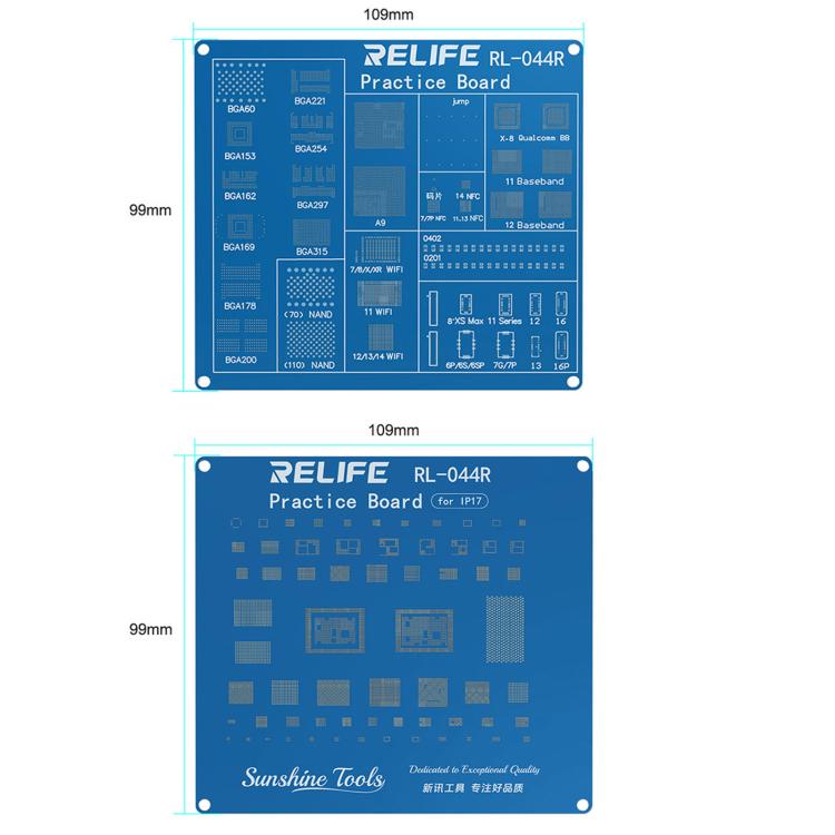 RELIFE RL-044R Connecteur de puce BGA, support de soudage, carte de test CE compatible avec la série iPhone 17, RELIFE RL-044R