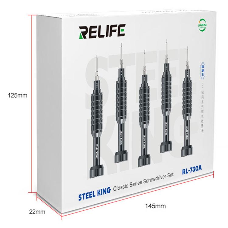 Jeu de tournevis en alliage d'aluminium RELIFE RL-730A 5 en 1, série Cannon King Classic., 5 in 1 Set