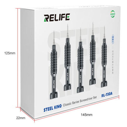 Jeu de tournevis en alliage d'aluminium RELIFE RL-730A 5 en 1, série Cannon King Classic., 5 in 1 Set