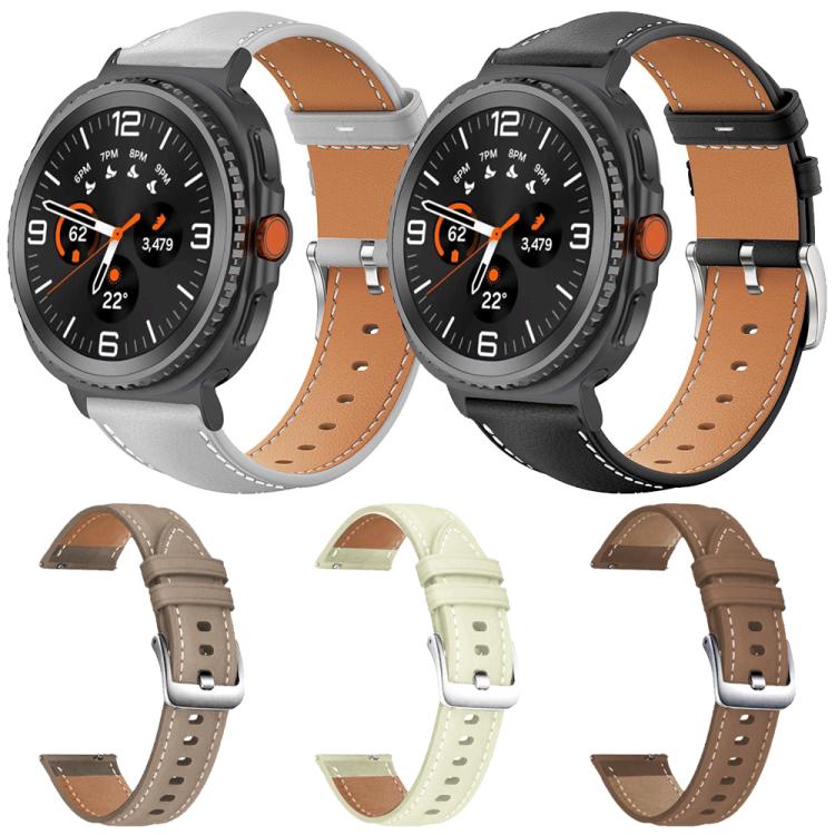 Lot de 5 bracelets de montre xDfind Flat Head Black Shark en cuir végan grain fin, For Samsung Galaxy Watch8 / Watch8 Classic
