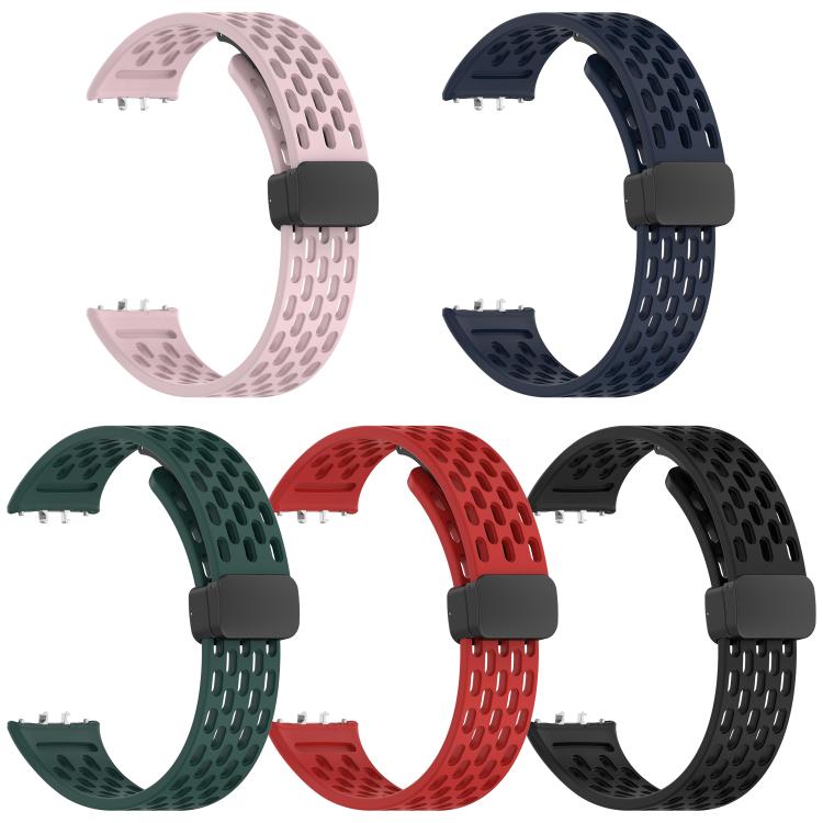 Lot de 5 bracelets de montre en silicone noir à boucle magnétique xDfind avec trou, For Samsung Galaxy Fit3
