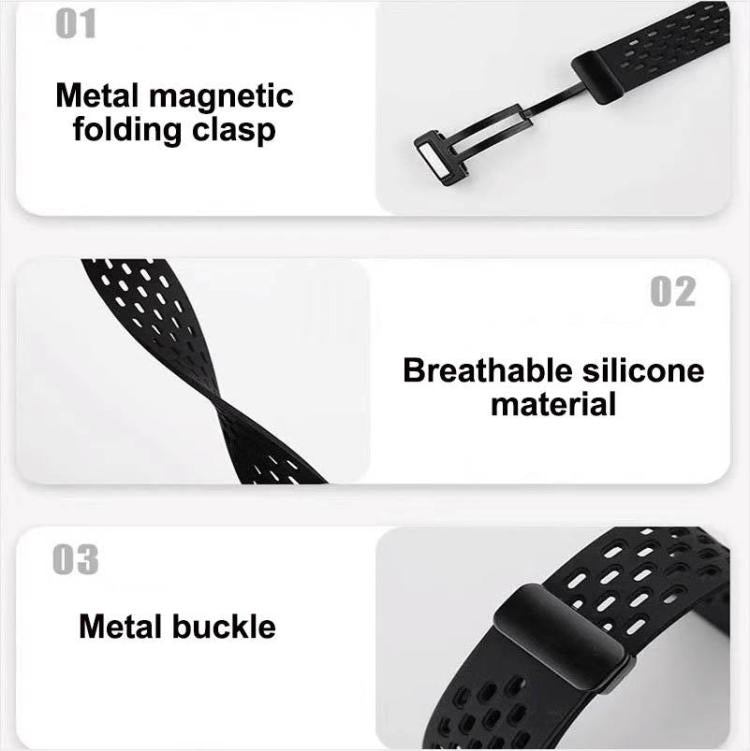 Lot de 5 bracelets de montre en silicone noir à boucle magnétique xDfind avec trou, For Samsung Galaxy Fit3