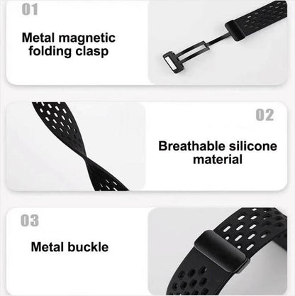 Lot de 5 bracelets de montre en silicone noir à boucle magnétique xDfind avec trou, For Samsung Galaxy Fit3