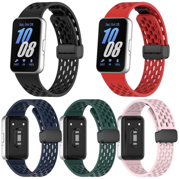 Lot de 5 bracelets de montre en silicone noir à boucle magnétique xDfind avec trou, For Samsung Galaxy Fit3