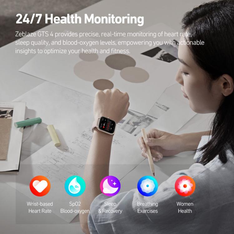 Montre connectée Zeblaze GTS 4 avec écran AMOLED de 1,94 pouce, étanche IP68, pour le sport et le fitness