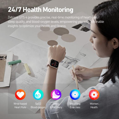 Montre connectée Zeblaze GTS 4 avec écran AMOLED de 1,94 pouce, étanche IP68, pour le sport et le fitness