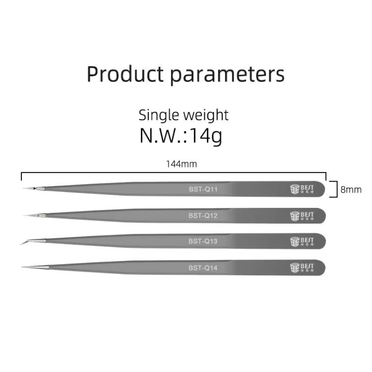 Meilleure pince à épiler non magnétique en acier inoxydable haute dureté, BST-Q11, BST-Q12, BST-Q13, BST-Q14