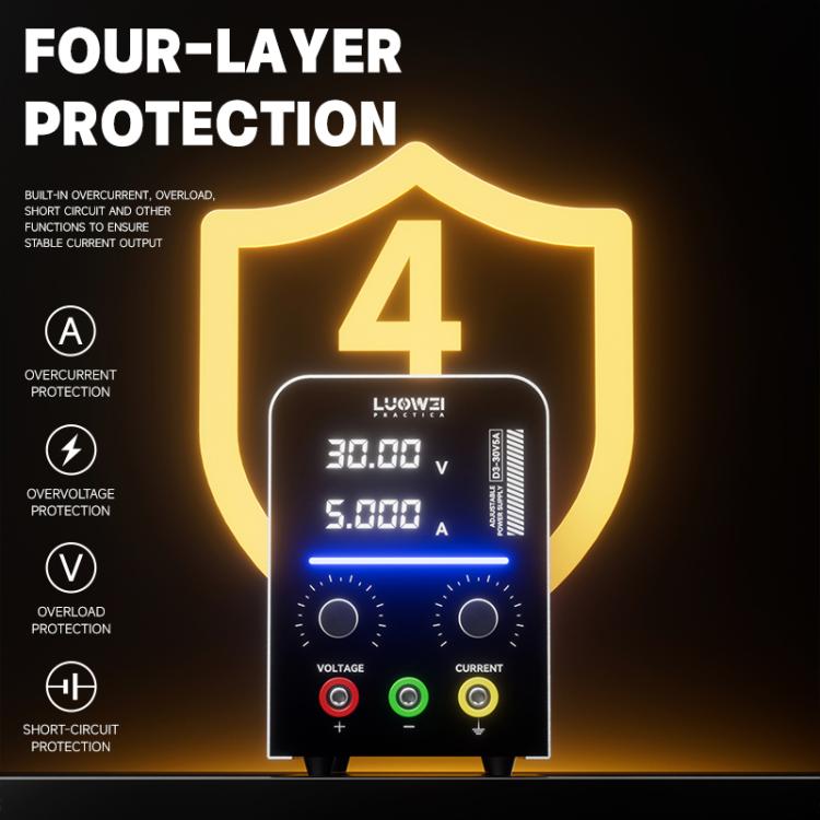 Alimentation CC numérique régulée et ajustable LUOWEI D3 30 V / 5 A, EU Plug, US Plug
