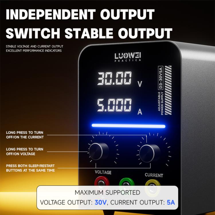 Alimentation CC numérique régulée et ajustable LUOWEI D3 30 V / 5 A, EU Plug, US Plug