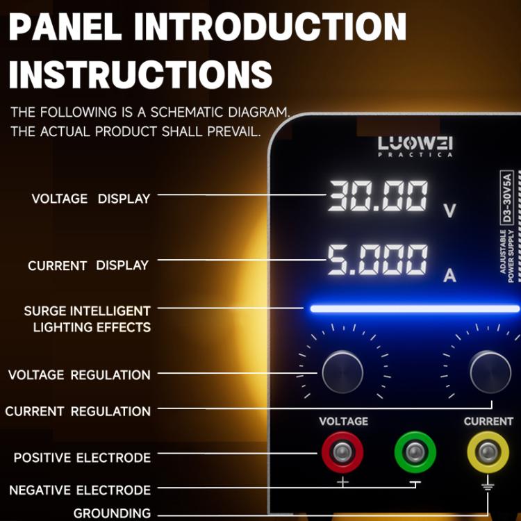 Alimentation CC numérique régulée et ajustable LUOWEI D3 30 V / 5 A, EU Plug, US Plug