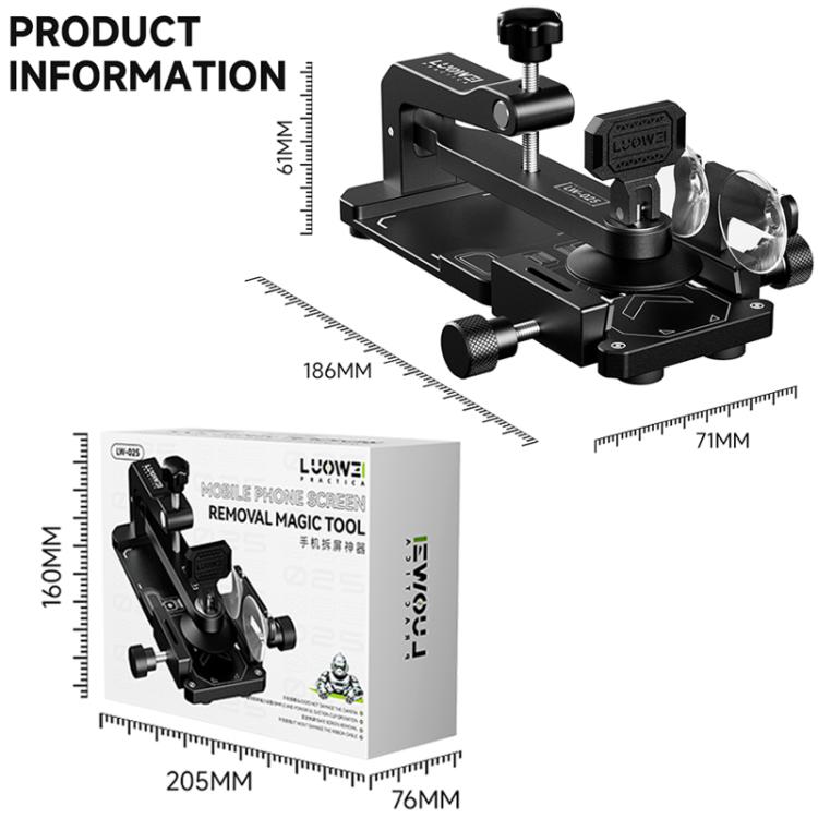 LUOWEI LW-025 Pince multifonctionnelle de retrait de protection d'écran pour téléphone portable avec ventouses