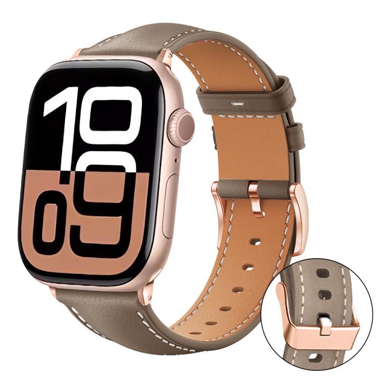 Bracelet de montre xDfind en cuir végan grain fin Black Shark avec boucle or rose, For Apple Watch 42 / 44 / 45 / 46 / 49mm, For Apple Watch 38 / 40 / 41 / S11 42mm