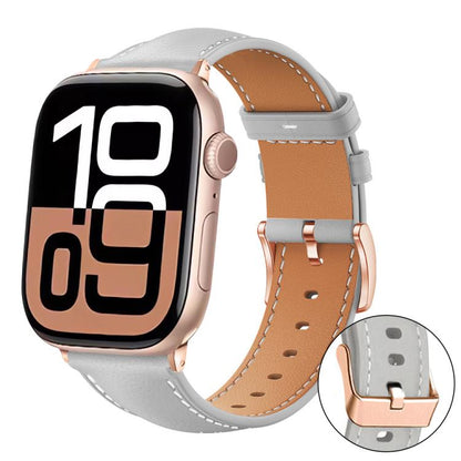 Bracelet de montre xDfind en cuir végan grain fin Black Shark avec boucle or rose, For Apple Watch 42 / 44 / 45 / 46 / 49mm, For Apple Watch 38 / 40 / 41 / S11 42mm