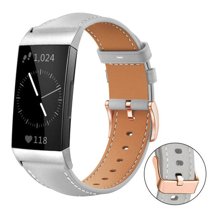 Bracelet de montre xDfind en cuir végan grain fin Black Shark avec boucle or rose, For Fitbit Charge 6 / 5, For Fitbit Versa 4 / 3 / Sense2 / 1, For Fitbit Charge 4 / 3