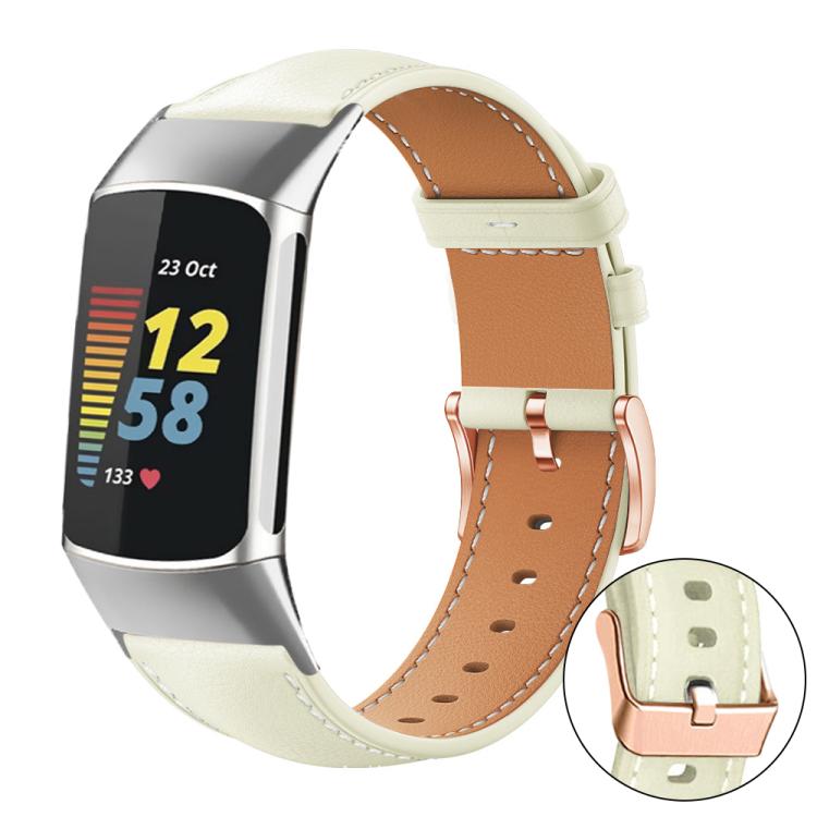 Bracelet de montre xDfind en cuir végan grain fin Black Shark avec boucle or rose, For Fitbit Charge 6 / 5, For Fitbit Versa 4 / 3 / Sense2 / 1, For Fitbit Charge 4 / 3