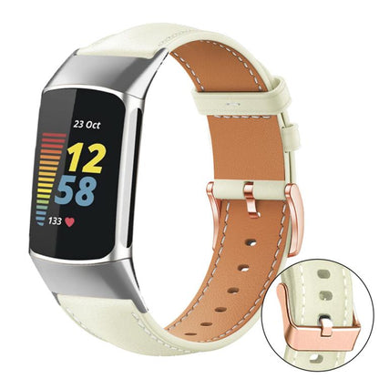 Bracelet de montre xDfind en cuir végan grain fin Black Shark avec boucle or rose, For Fitbit Charge 6 / 5, For Fitbit Versa 4 / 3 / Sense2 / 1, For Fitbit Charge 4 / 3