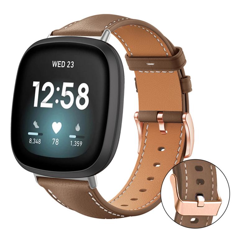 Bracelet de montre xDfind en cuir végan grain fin Black Shark avec boucle or rose, For Fitbit Charge 6 / 5, For Fitbit Versa 4 / 3 / Sense2 / 1, For Fitbit Charge 4 / 3
