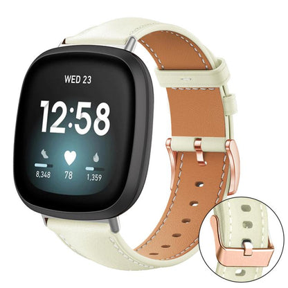Bracelet de montre xDfind en cuir végan grain fin Black Shark avec boucle or rose, For Fitbit Charge 6 / 5, For Fitbit Versa 4 / 3 / Sense2 / 1, For Fitbit Charge 4 / 3