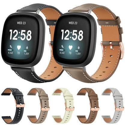 Bracelet de montre xDfind en cuir végan grain fin Black Shark avec boucle or rose, For Fitbit Charge 6 / 5, For Fitbit Versa 4 / 3 / Sense2 / 1, For Fitbit Charge 4 / 3