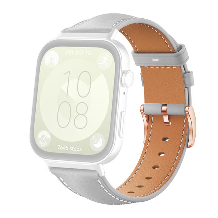 Bracelet de montre xDfind en cuir végan grain fin Black Shark avec boucle or rose, For Huawei Watch Fit4 Pro / Fit4 / Fit3