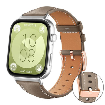 Bracelet de montre xDfind en cuir végan grain fin Black Shark avec boucle or rose, For Huawei Watch Fit4 Pro / Fit4 / Fit3