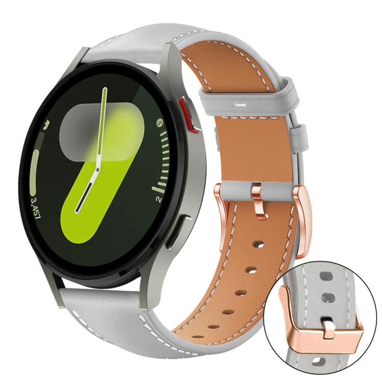 Bracelet de montre xDfind en cuir végan grain fin Black Shark avec boucle or rose, For Samsung Galaxy Watch7 / FE / 6 / 5 / 4, For Samsung Galaxy Fit3