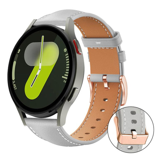 Bracelet de montre xDfind en cuir végan grain fin Black Shark avec boucle or rose, For Samsung Galaxy Watch7 / FE / 6 / 5 / 4, For Samsung Galaxy Fit3